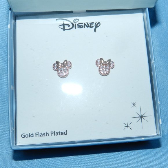 Disney Minnie Mouse Women's 14K Gold Plated Sterling Silver Post Earrings NEW! - Picture 5 of 13
